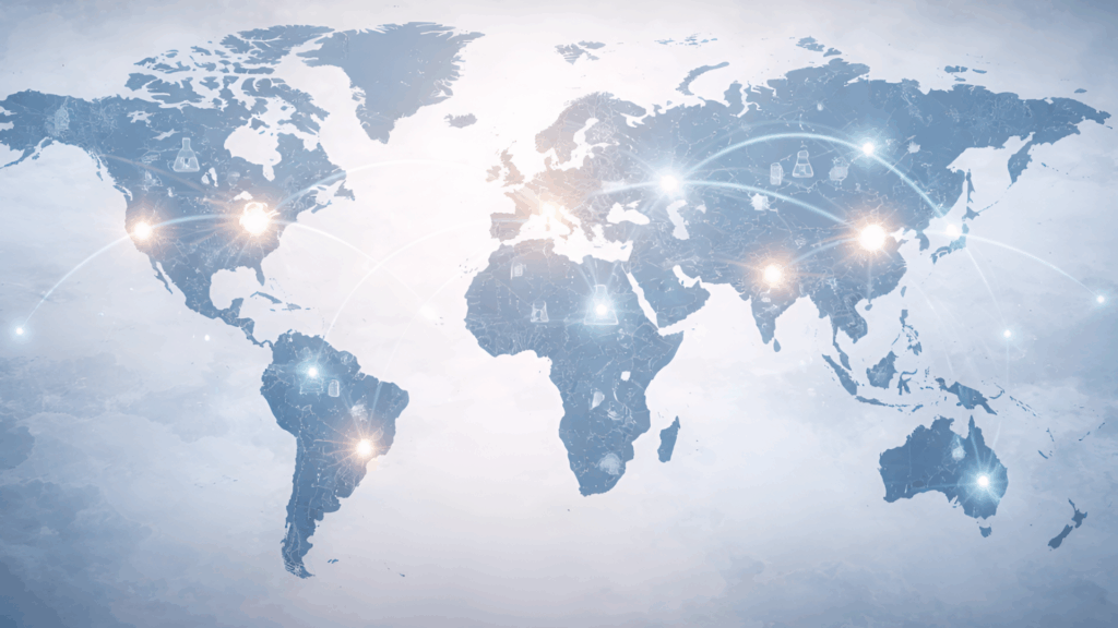 Educational illustration representing international scientific research and regulatory differences related to ibogaine